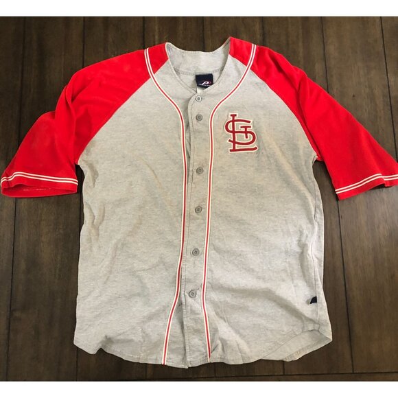 Pro Player Other - Vtg Pro Player St. Louis Cardinals Mens Large Gray Button Up MLB Jersey